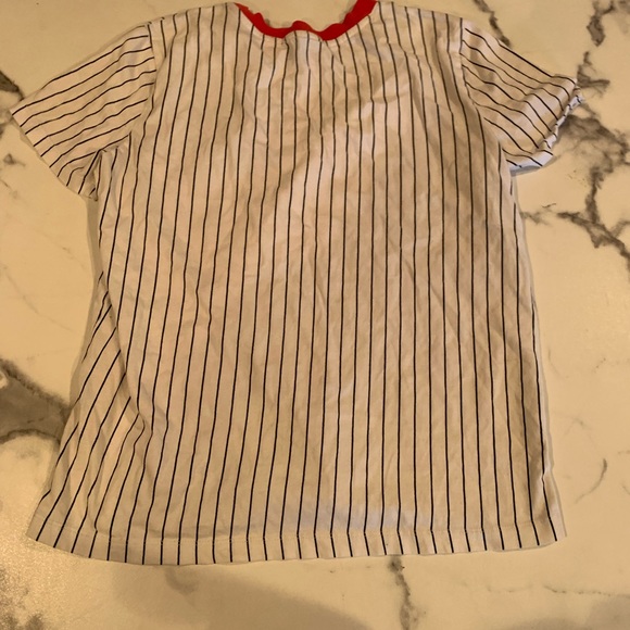 This is a white striped shirt with a red collar from forever 21 in a size medium - Picture 3 of 6